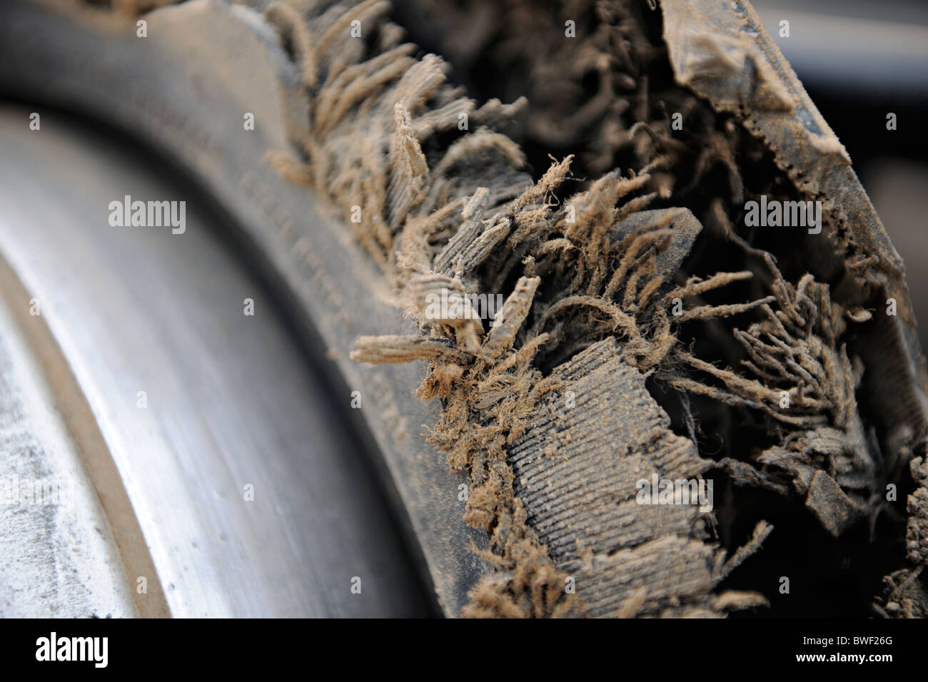 Broken car tire Stock Photo Alamy