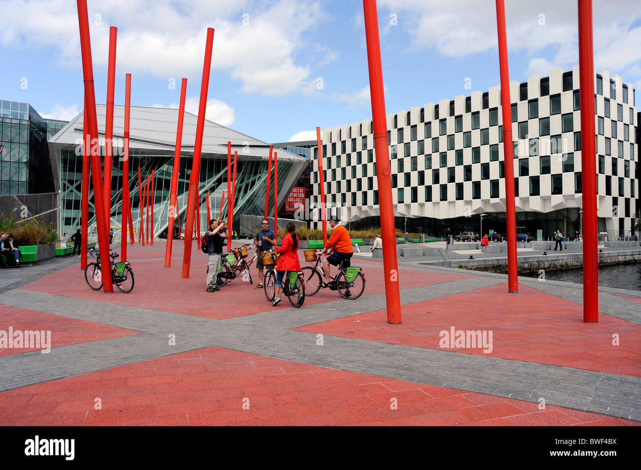 Dublin by bike tours at The Grand Canal Theatre, Daniel Libeskind architect, Dublin city, Ireland Stock Photo