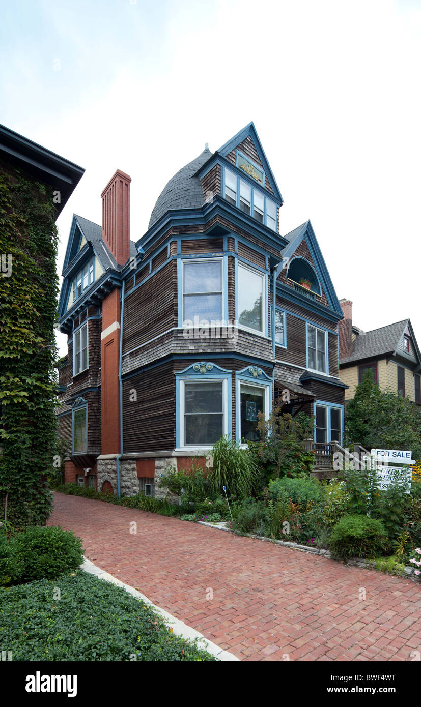 Queen Ann style house at Rosalie Villas, Hyde Park, Chicago, Illinois