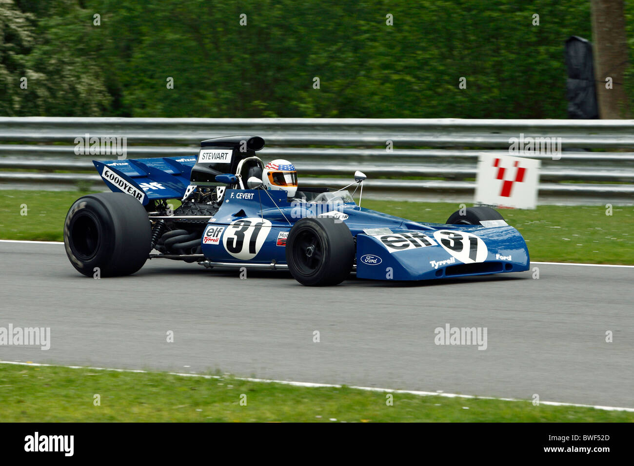 John Delane driving Tyrrell 002 at Brands Hatch. Stock Photo