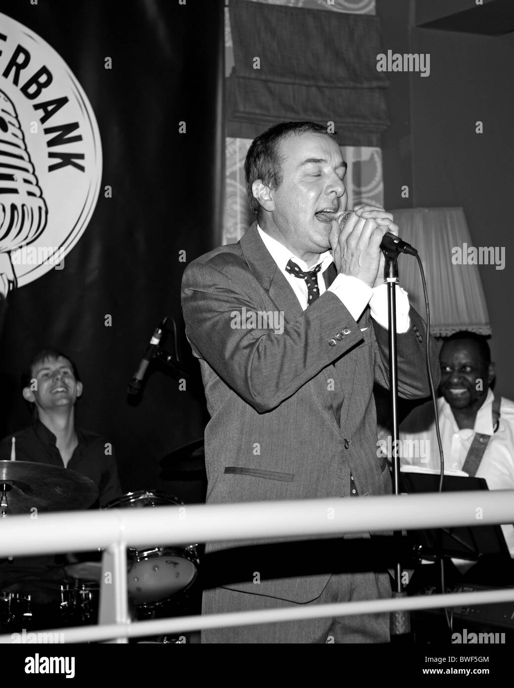 Roger Bird jazz singer, at the Riverbank, Nottingham, England, UK