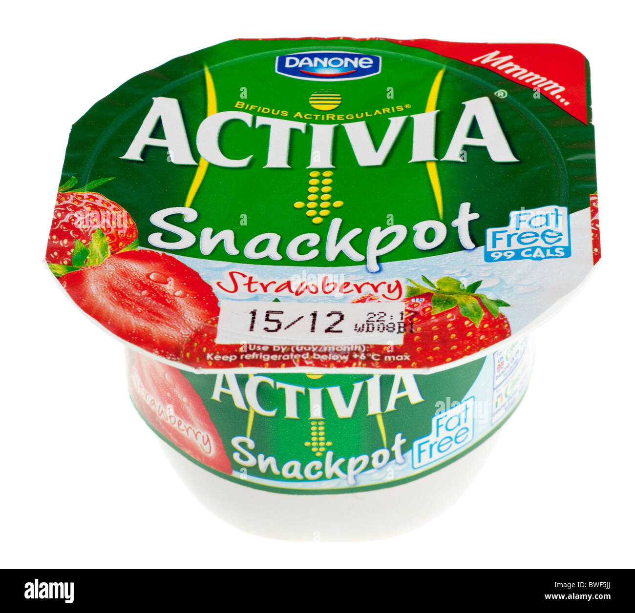 Tub of Strawberry flavoured Activia by Danone Stock Photo