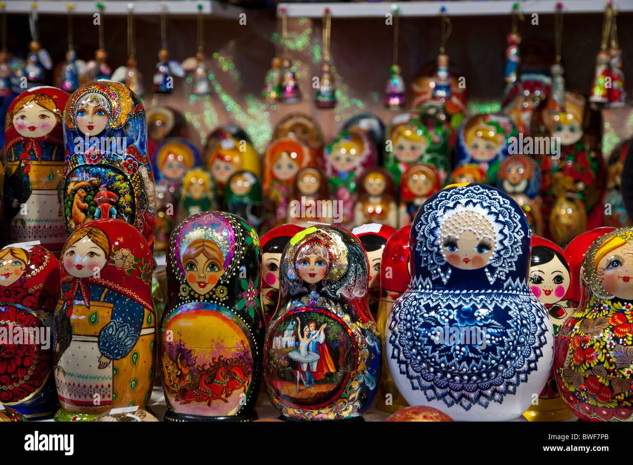 Russian dolls at Christmas market at Les Champs-Élysées, Paris, France Stock Photo
