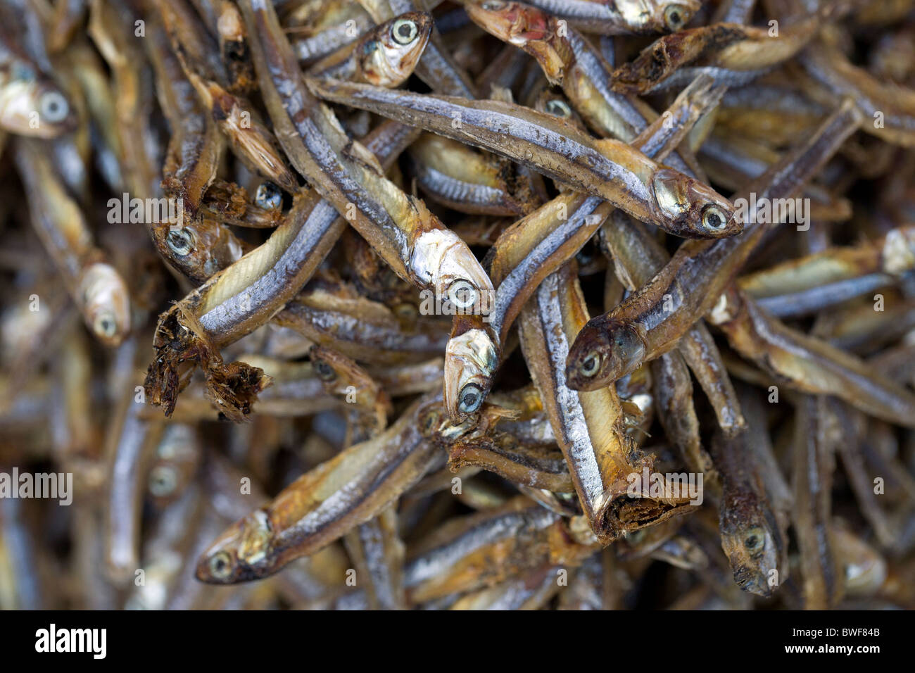 Tuyo, or dried fish, for sale at a market in Roxas, Oriental Mindoro, Philippines. Stock Photo