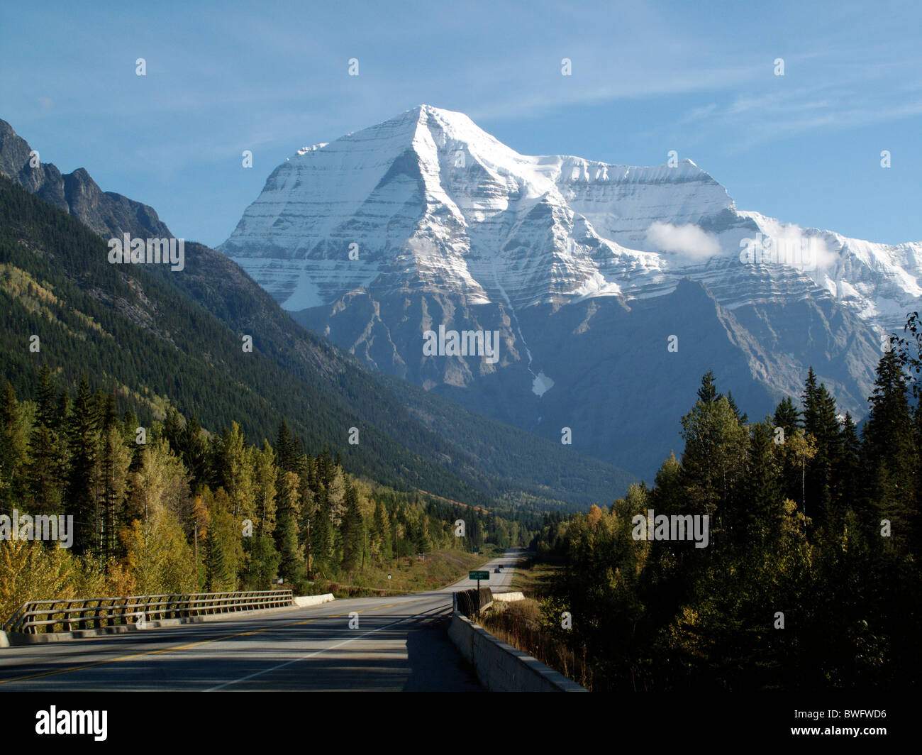 Mount Robson in the Rocky Mountains in British Columbia, Canada Stock Photo