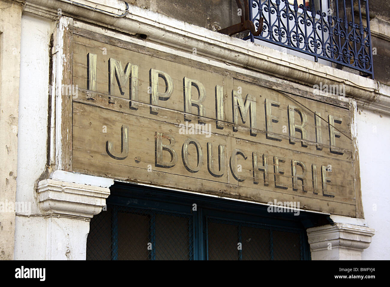 Hand-painted shop sign of printer in Rue Camille Sauvageau, Bordeaux ...