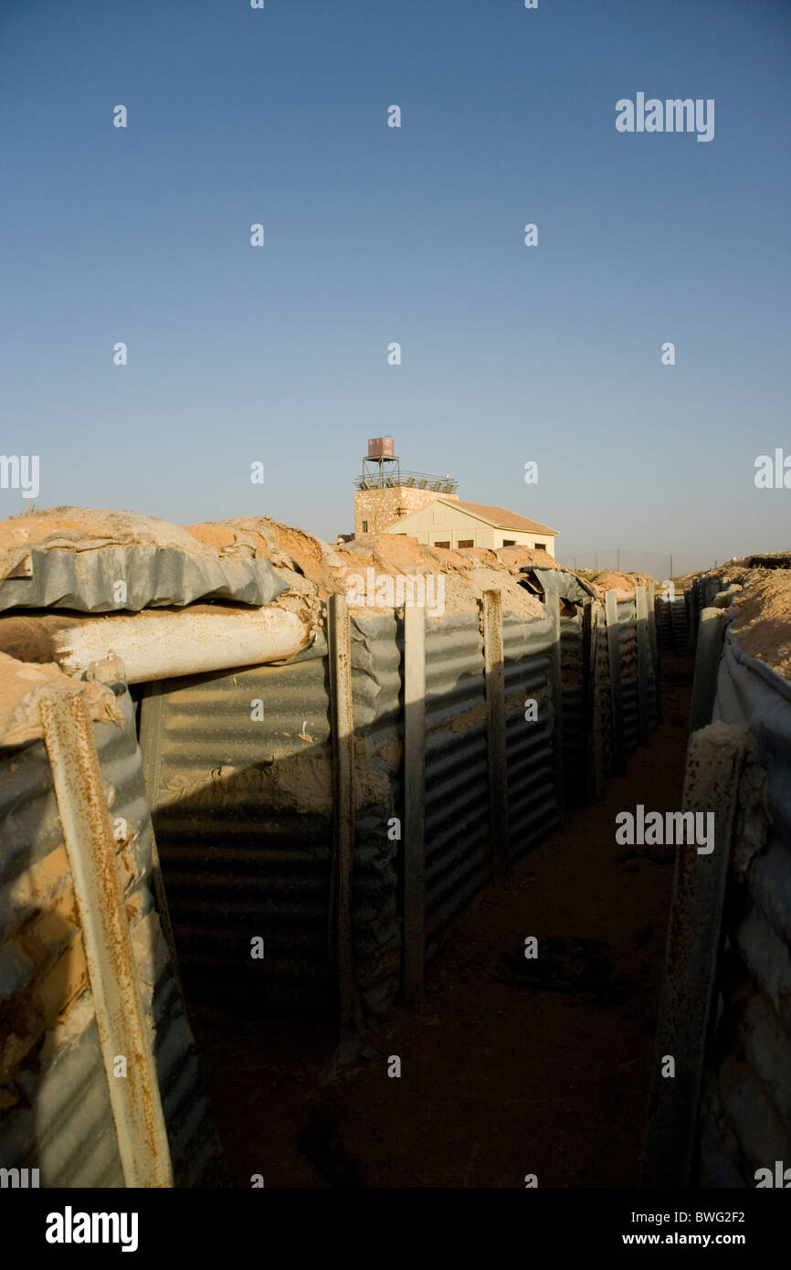Slit trench system at The Kibbutz Revivim founded in1943 south of Beersheba in the Negev Desert in Israel Stock Photo