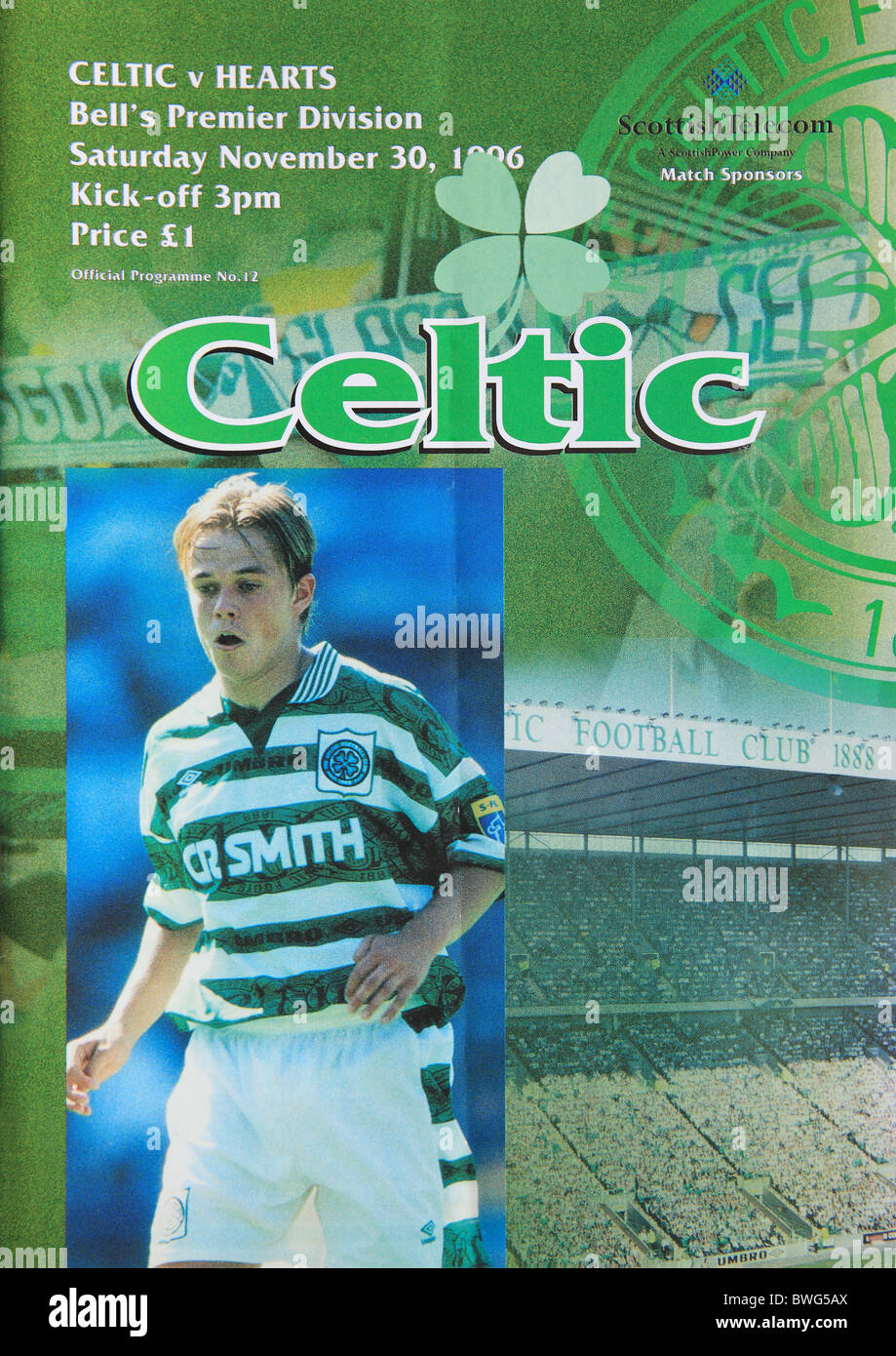 Official Football Programme for Celtic v  Hearts on 30/11/1996 Stock Photo