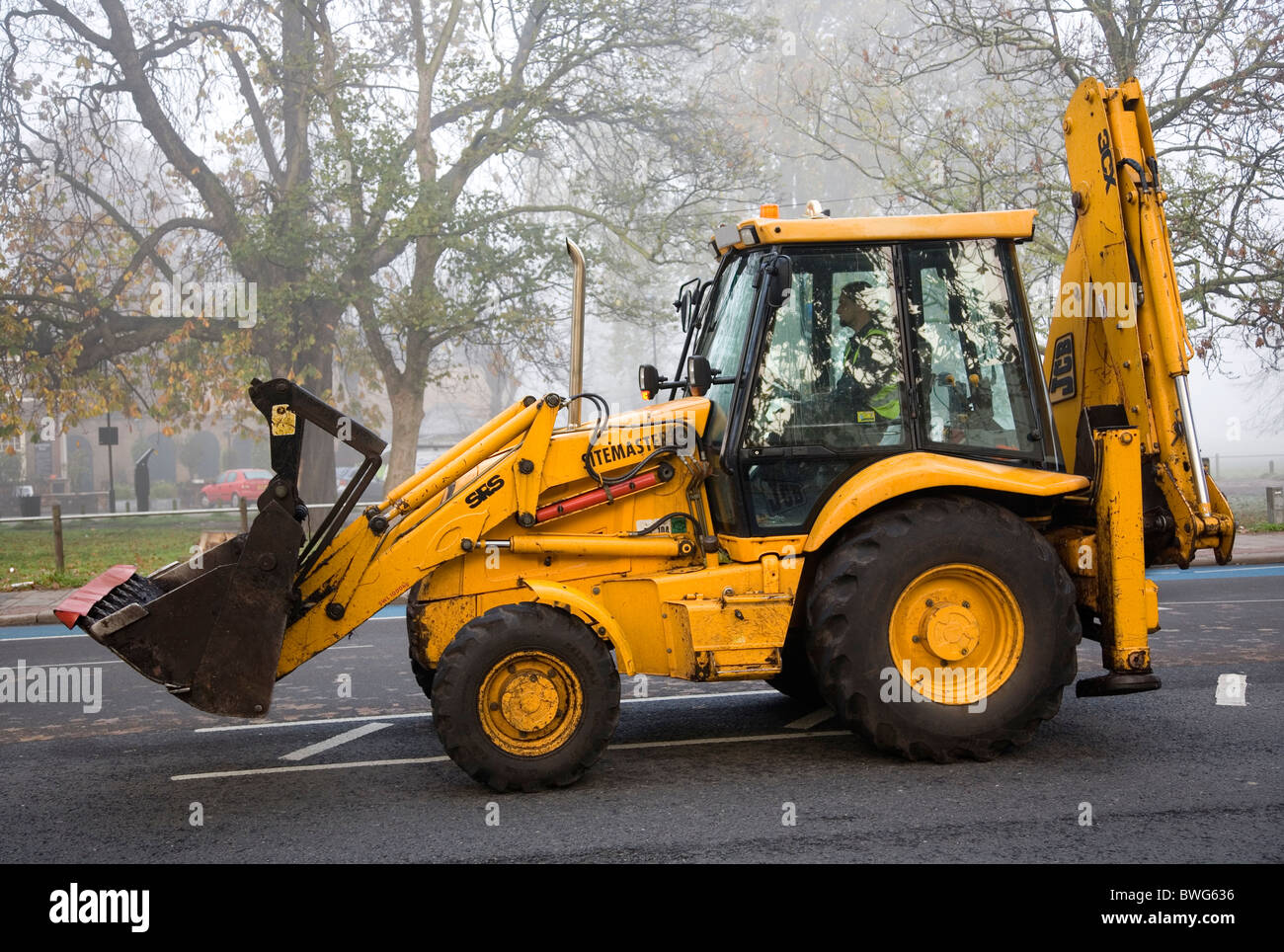 Yellow Sitemaster JCB vehicle Stock Photo Alamy