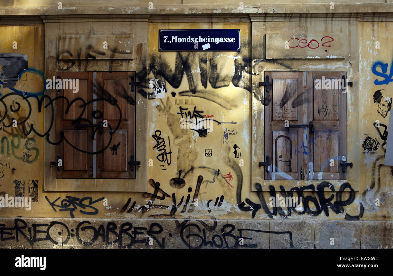 graffiti, derelict house graffiti Stock Photo