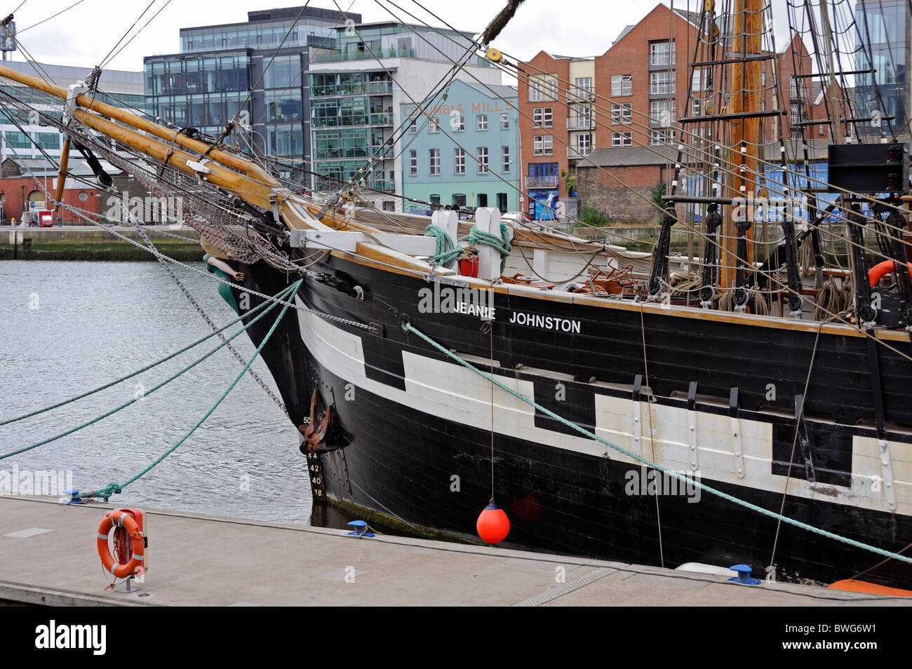 The Jeanie Johnston, Famine museum on the Liffey river, Dublin, Ireland Stock Photo