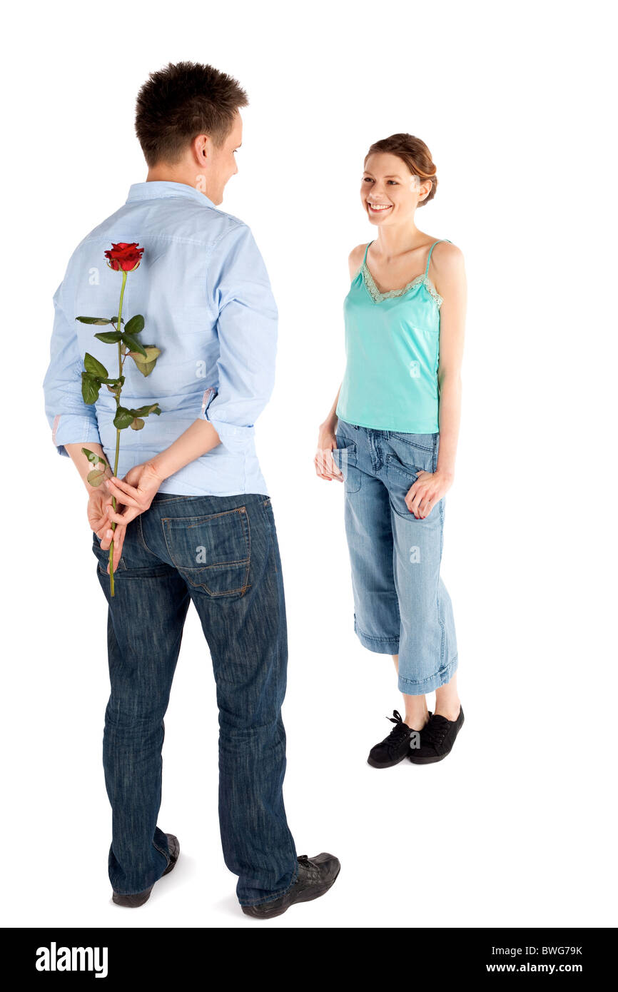 Young attractive couple in love isolated on white Stock Photo - Alamy