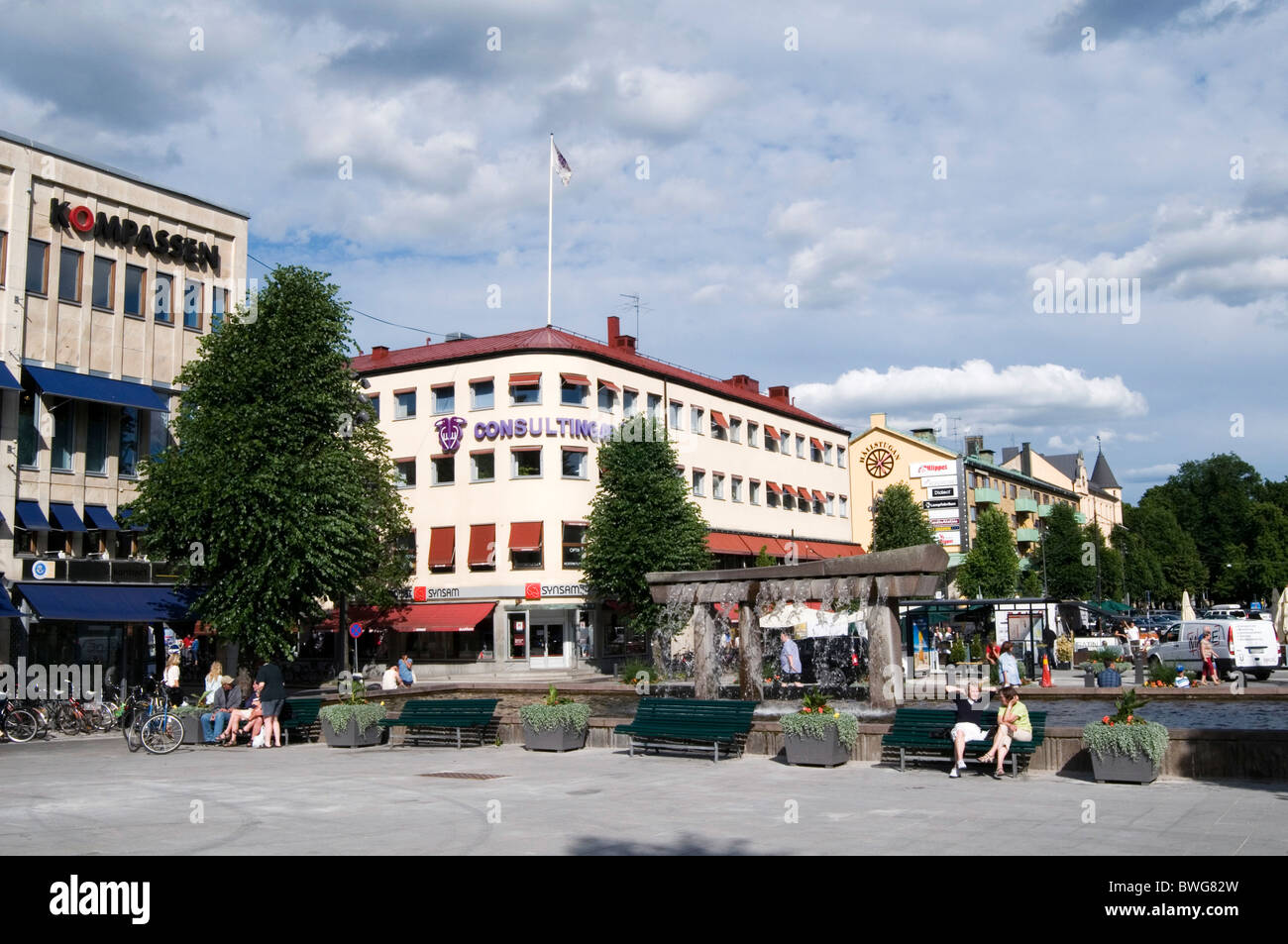 orebro town center centre square city sweden swedish cities squares Stock Photo