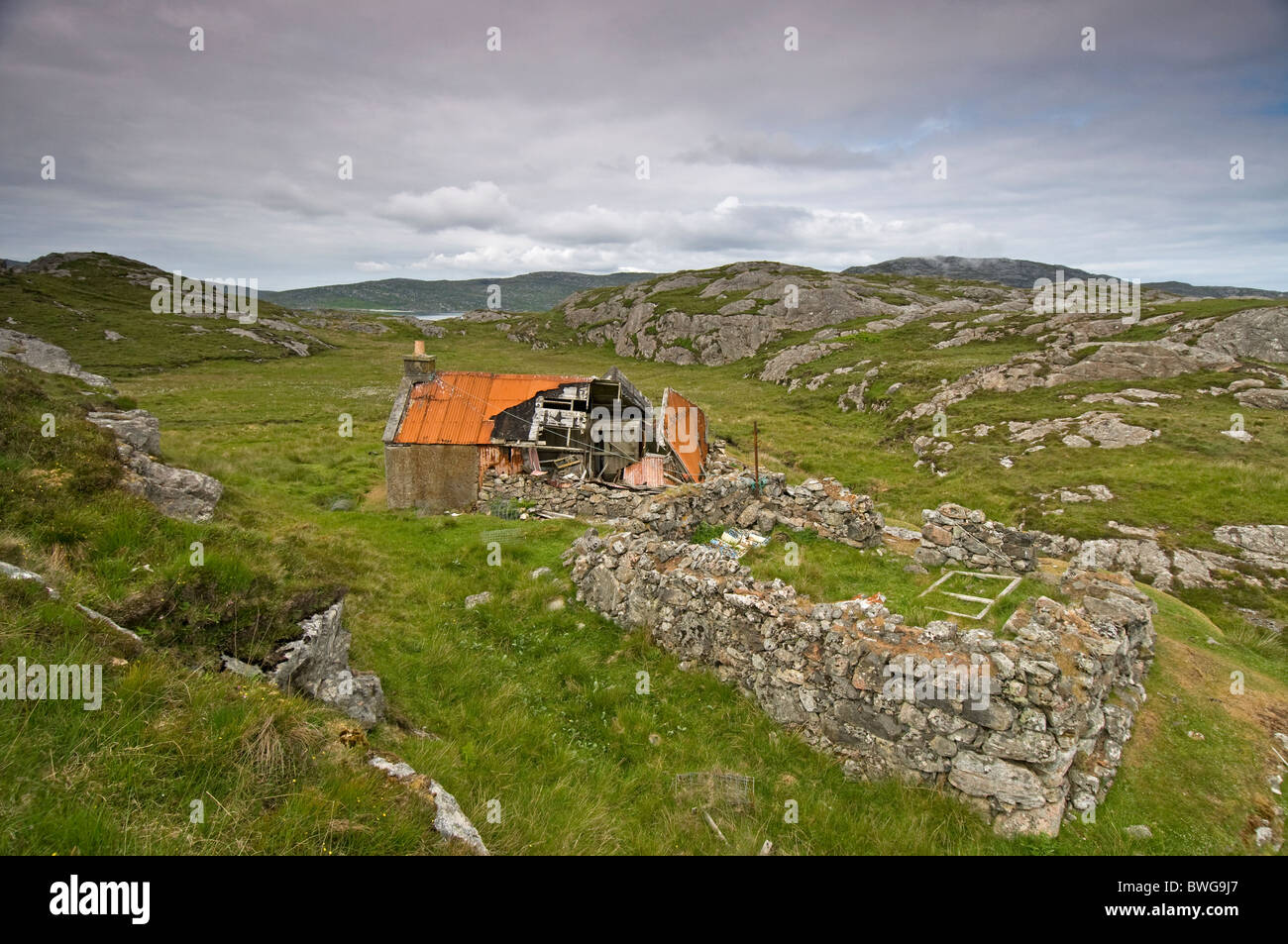 The Abandoned ruined crofting hamlet at Roisinis on Eriskay, Outer ...