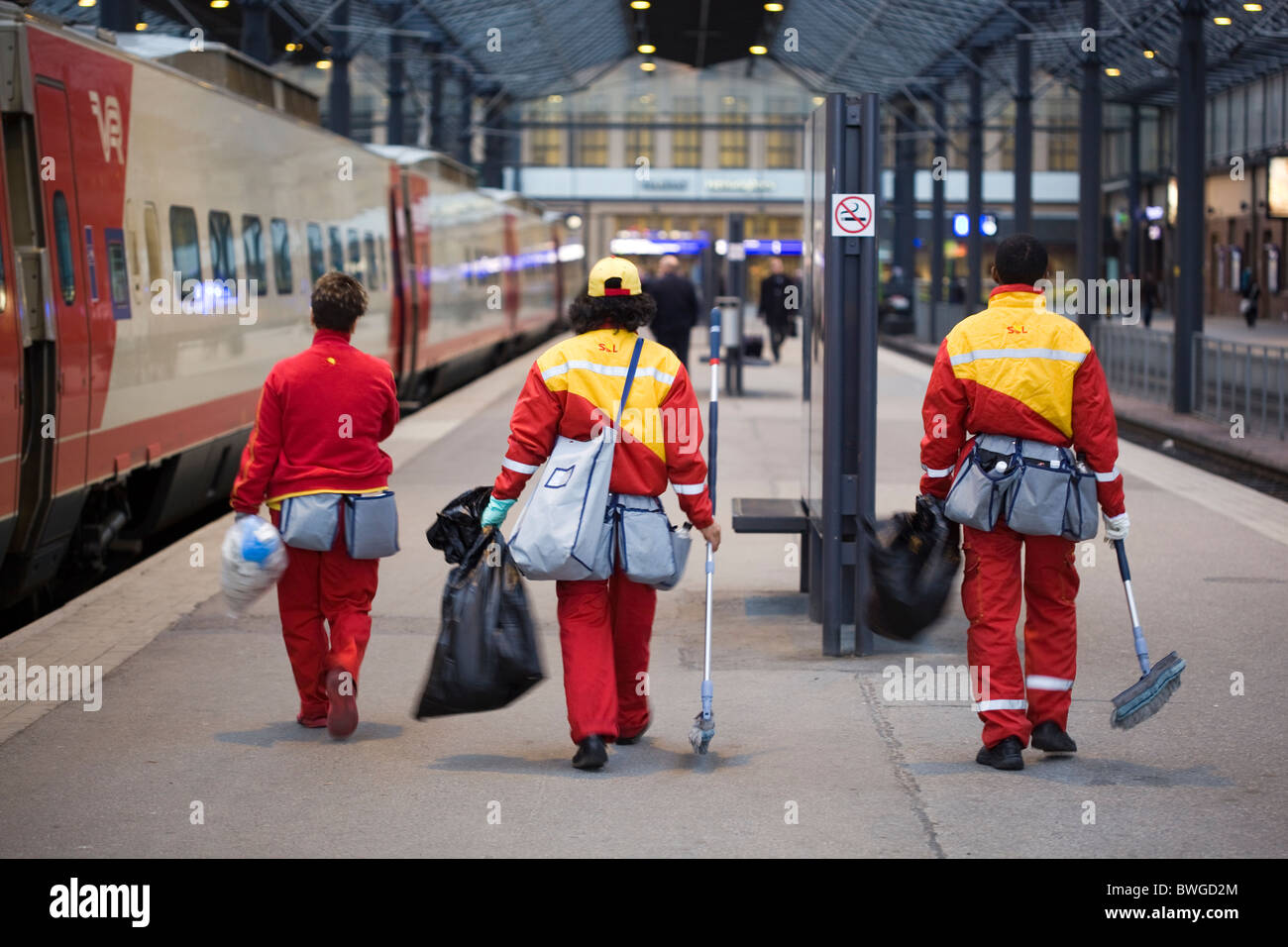 Cleaning Staff Train Station Helsinki Finland Stock Photo Alamy