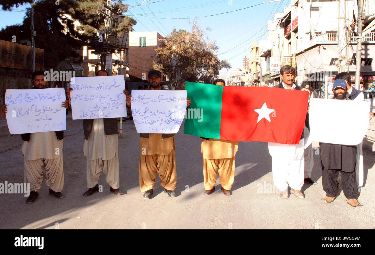 Activists of Baloch National Movement (BNM) are protesting in favor of their demands during demonstration in Quetta on Monday, Stock Photo