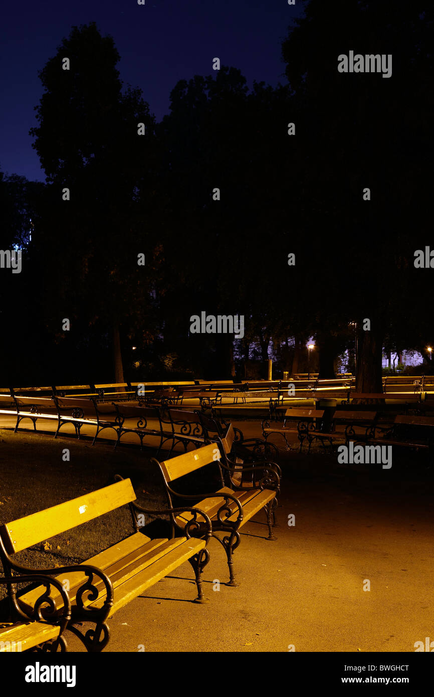 Empty Park Benches At Night Stock Photo 32941688 Alamy