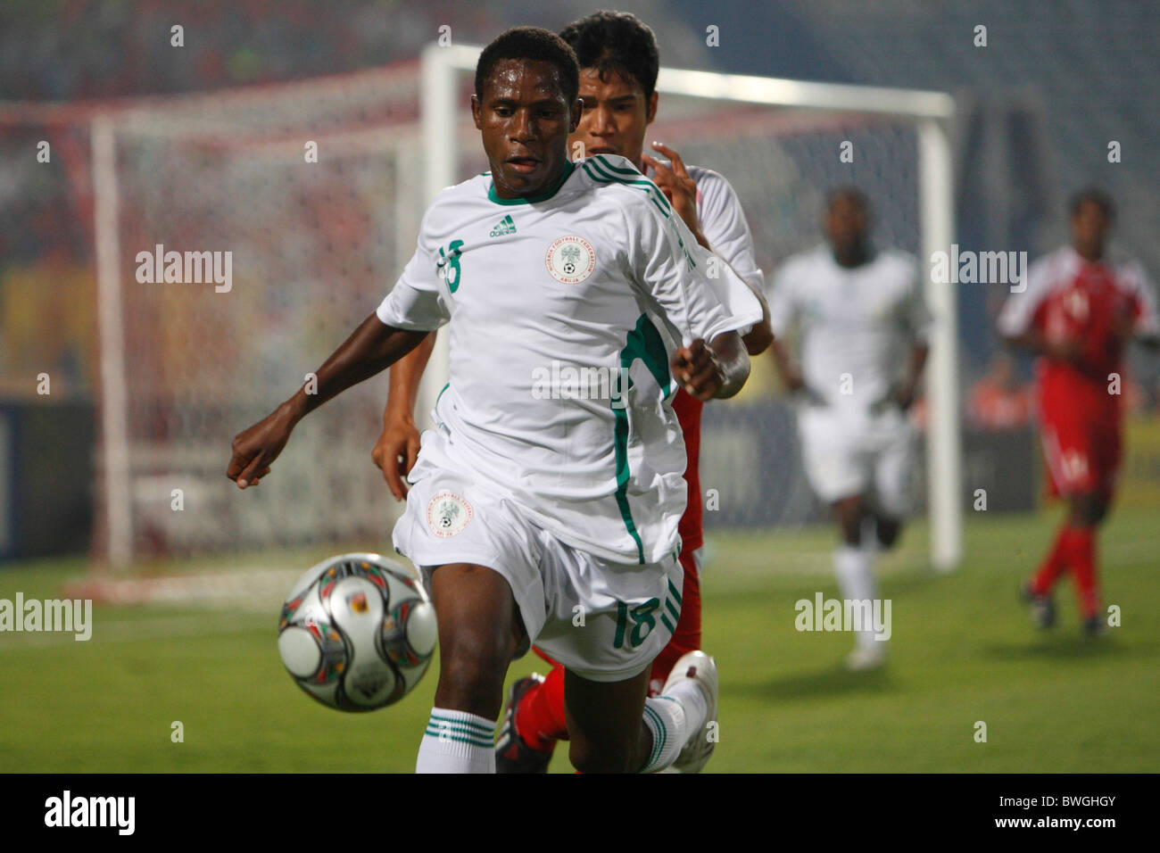 Muhammad Shagari of Nigeria (18) chases the ball during a FIFA U-20 World Cup Group B match against Tahiti October 1, 2009 Stock Photo