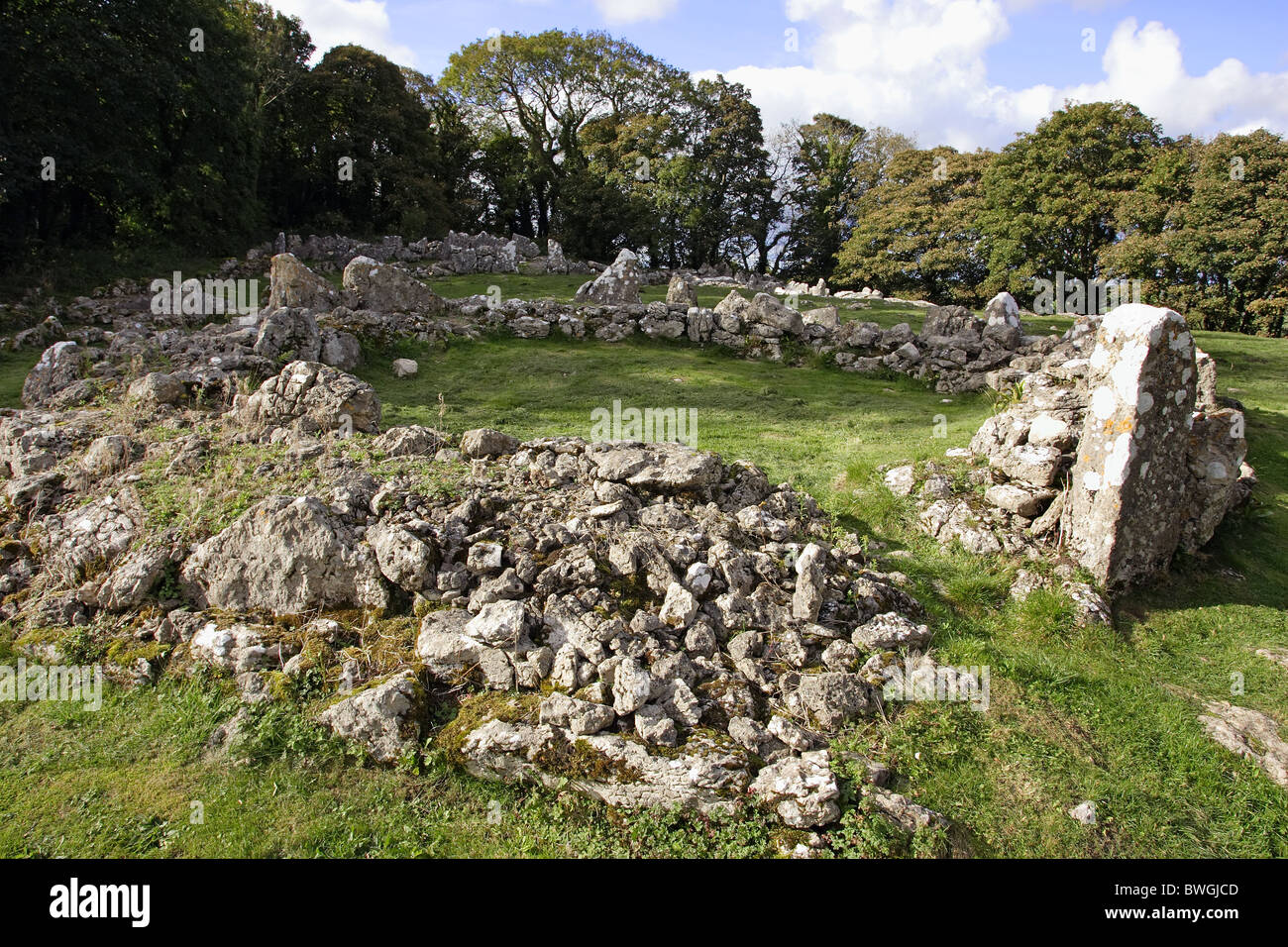 Remains of an Anglo-Roman village at Din Lligwy, Isle of Anglesey, North Wales Stock Photo