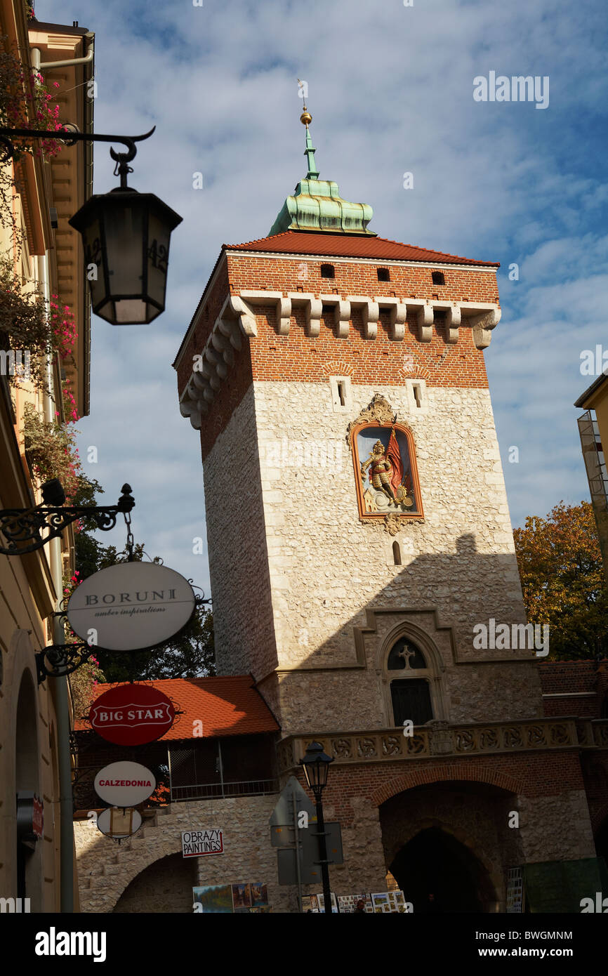 Poland Krakow Florian Gateway Florianska Street Old Town Stock Photo