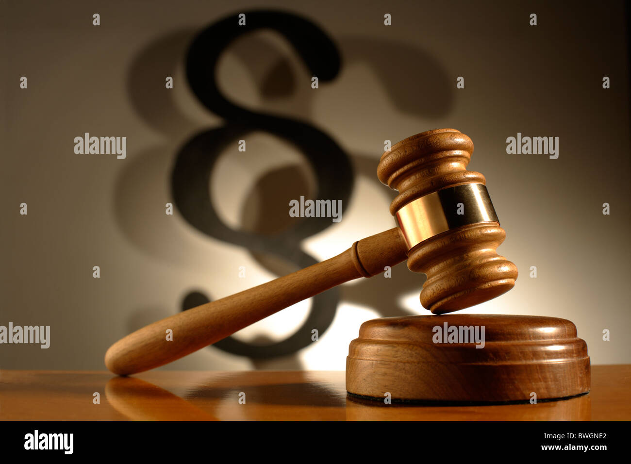 Gavel and a section symbol Stock Photo