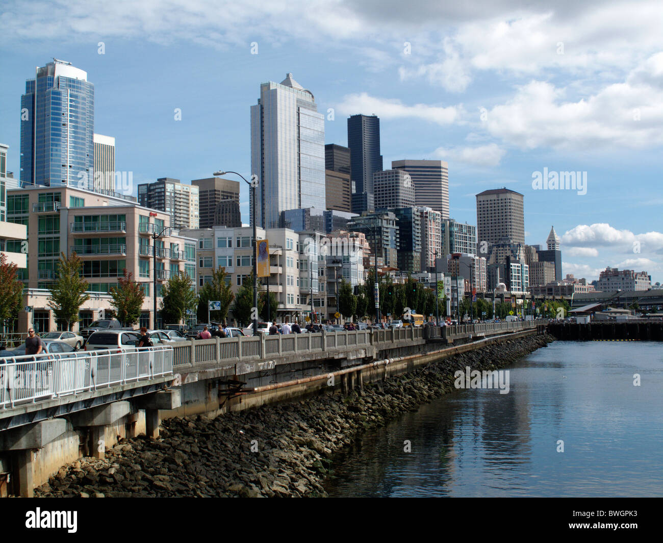 The downtown Seattle Waterfront in Washington State, United States of America Stock Photo