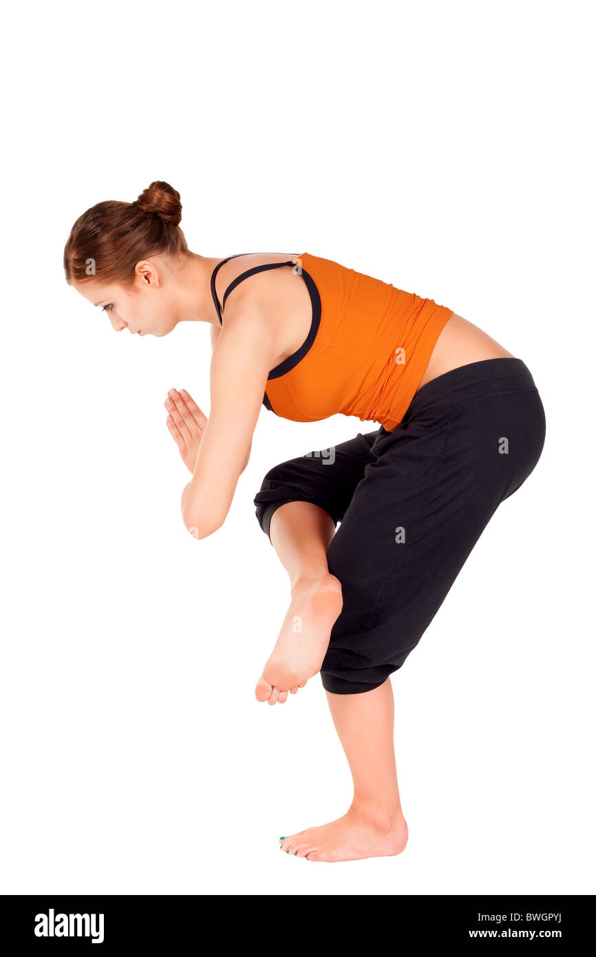 Half Bow pose yoga workout silhouette. Healthy... - Stock Illustration  [74717981] - PIXTA