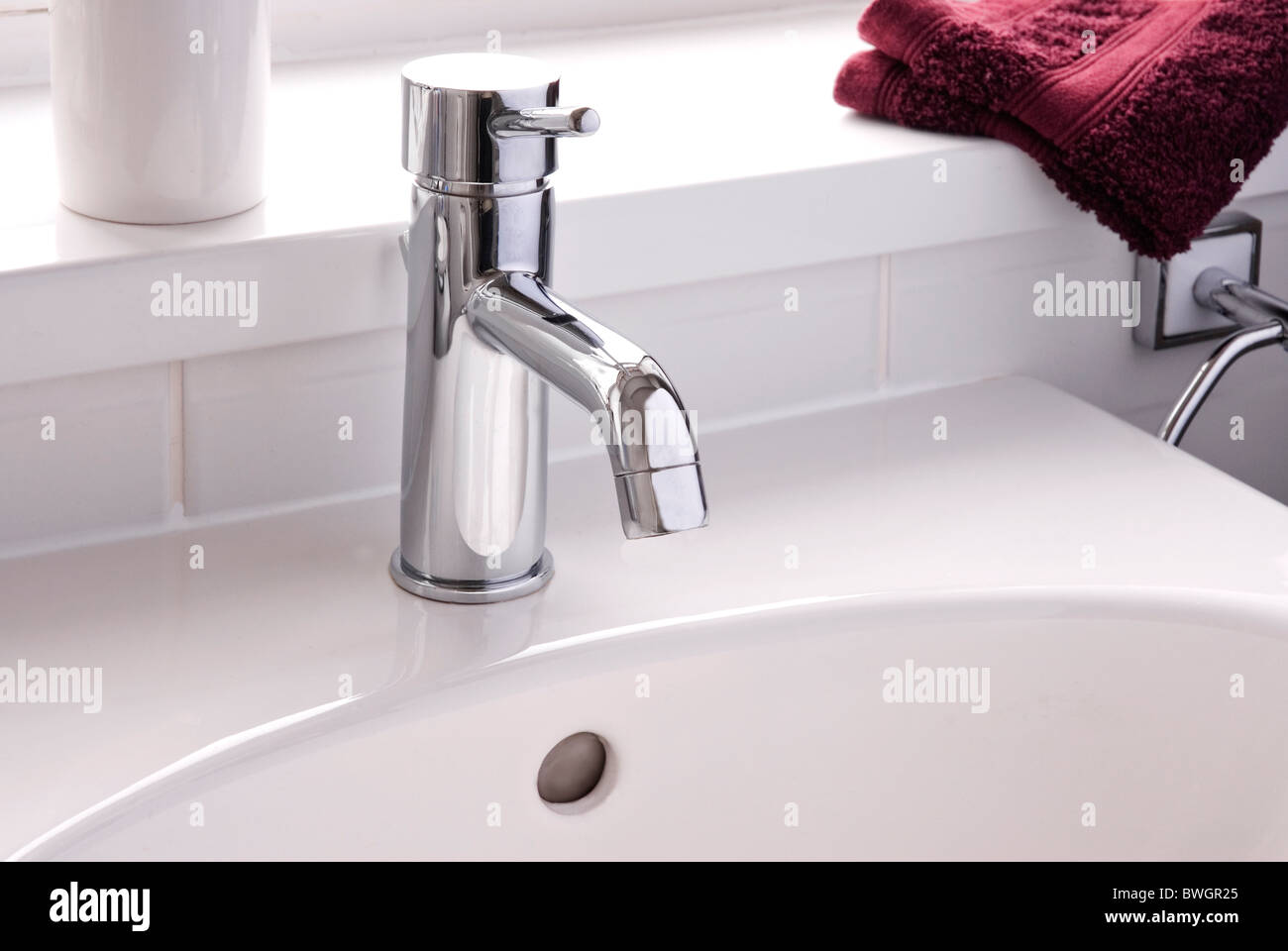 Bathroom basin tap. Stock Photo