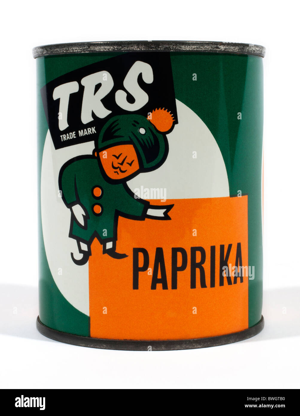 Old Tin of Paprika spice distributed by TRS (Taherally Rehmanji Suterwalla ) founded in 1959 Stock Photo