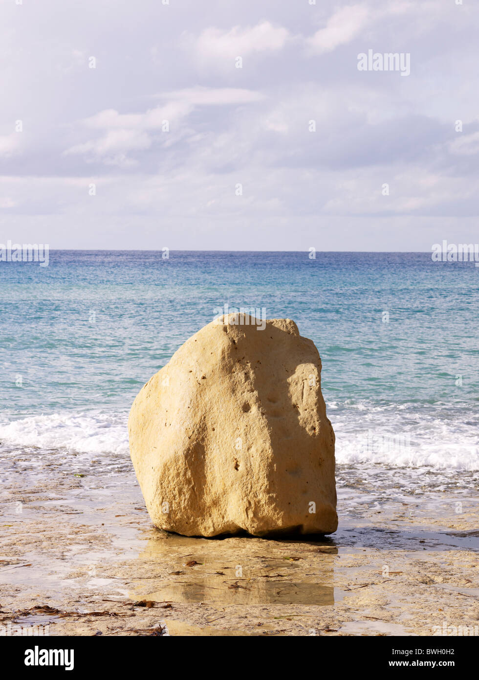 Rock at the Golden Bay, Malta island country, Southern Europe Stock Photo