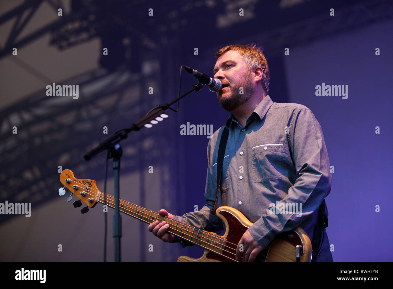 Jimi Goodwin, lead singer and bassist, performs with the band Doves at ...