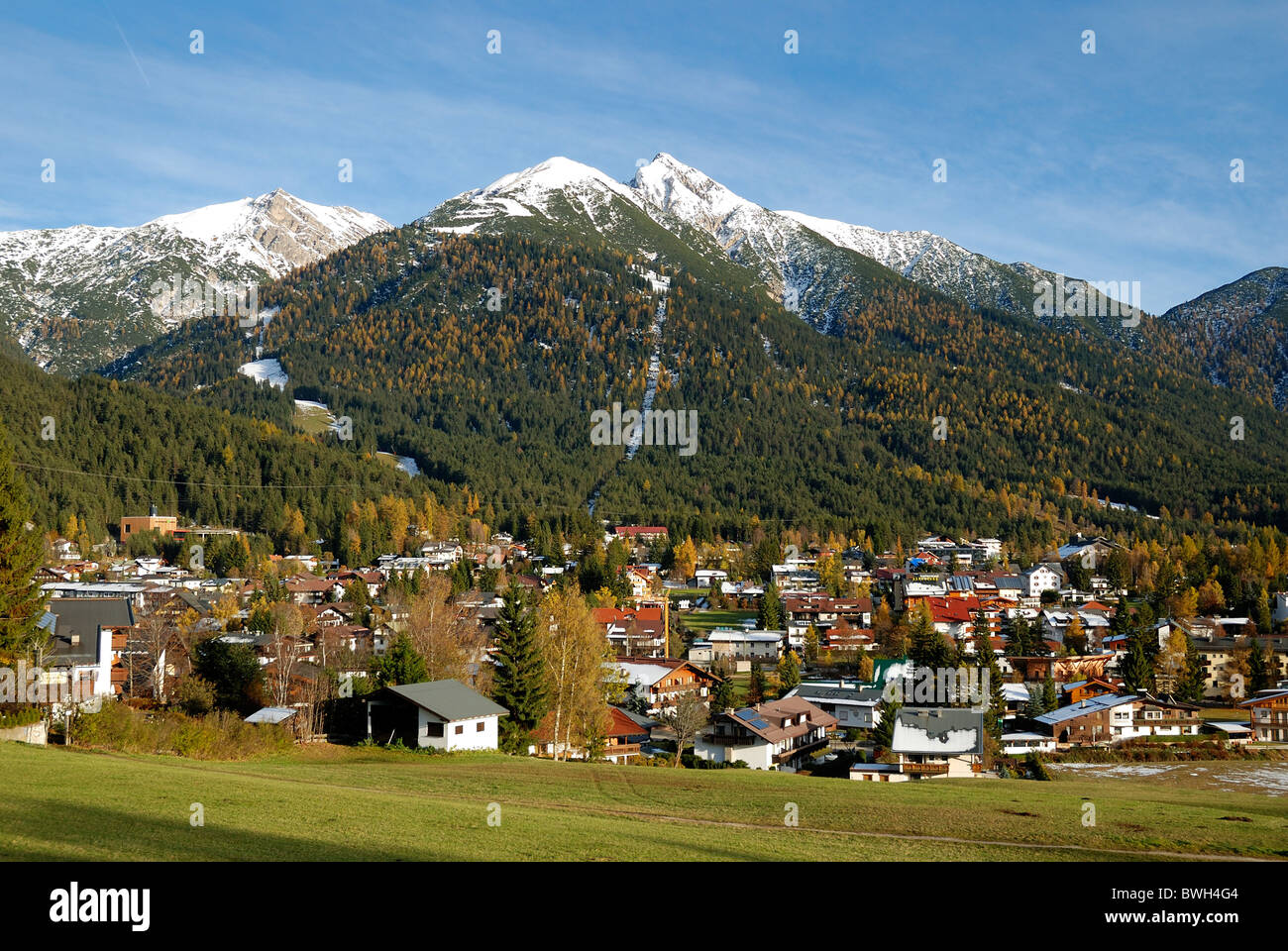 autumn scene seefeld Tirol Austria Stock Photo