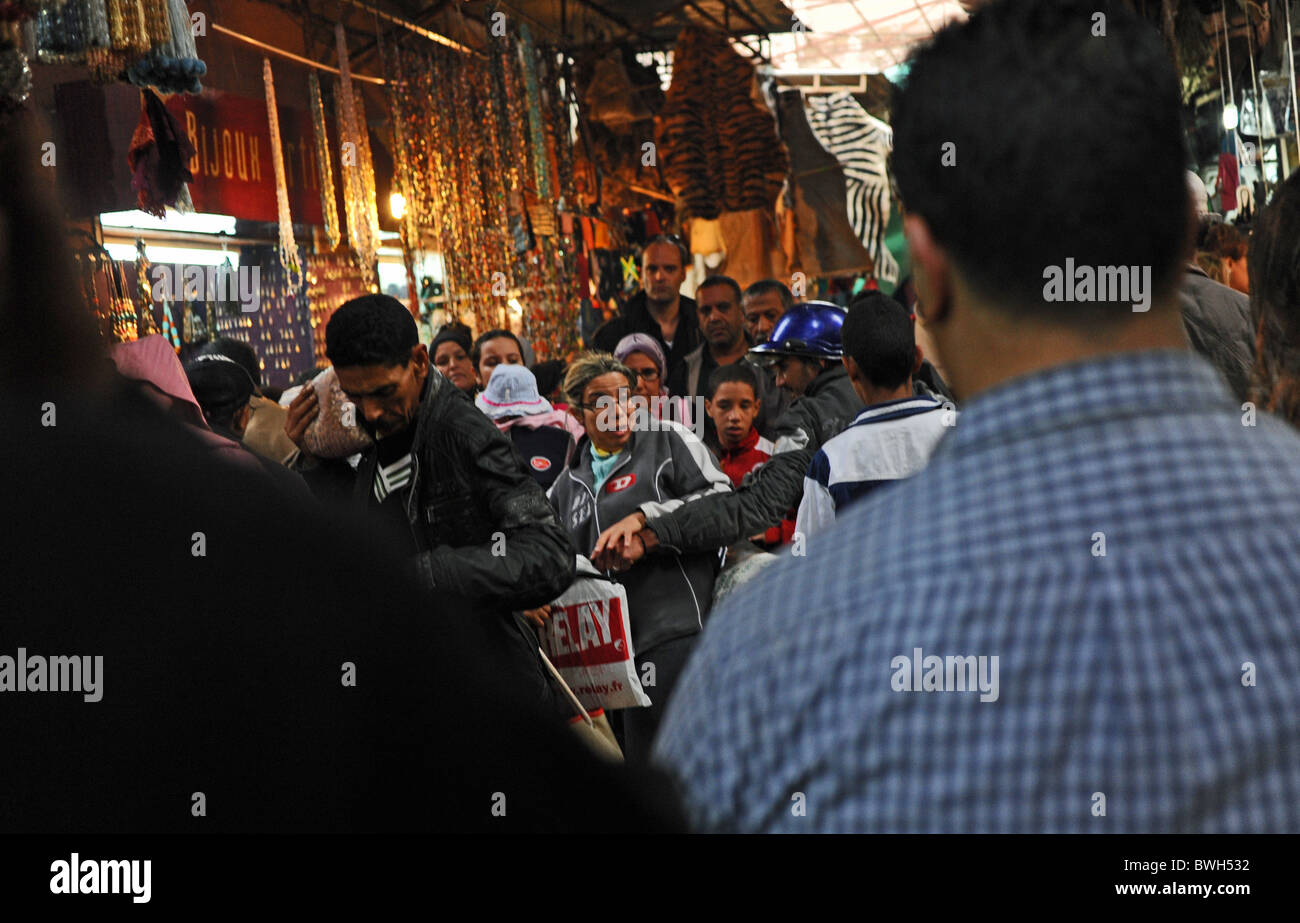 Marrakesh Morocco 2010 - Inside the colourful Jewish Mellah market area of the Medina or old walled city of Marrakech Morocco Stock Photo