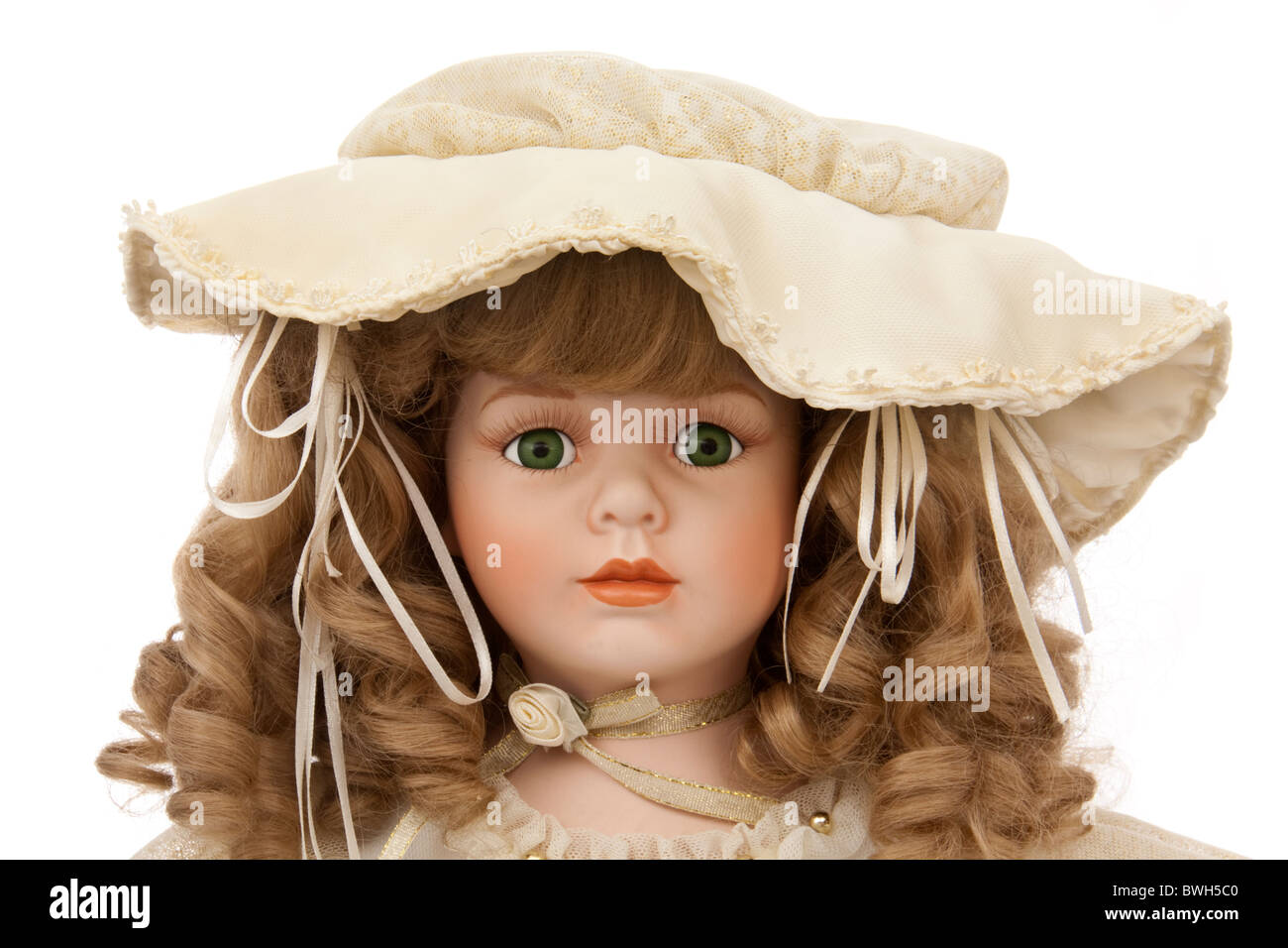 Close-up of vintage porcelain doll Stock Photo