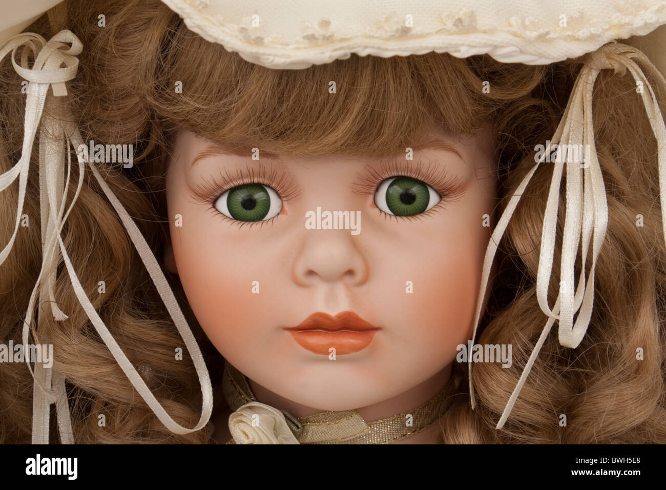 Close-up of vintage porcelain doll Stock Photo