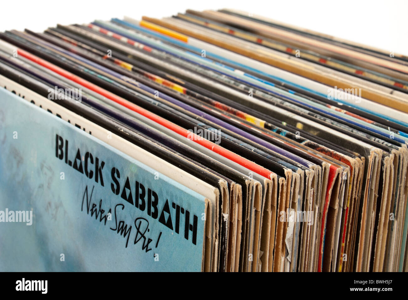 Box of vintage hard rock / heavy metal vinyl records Stock Photo - Alamy