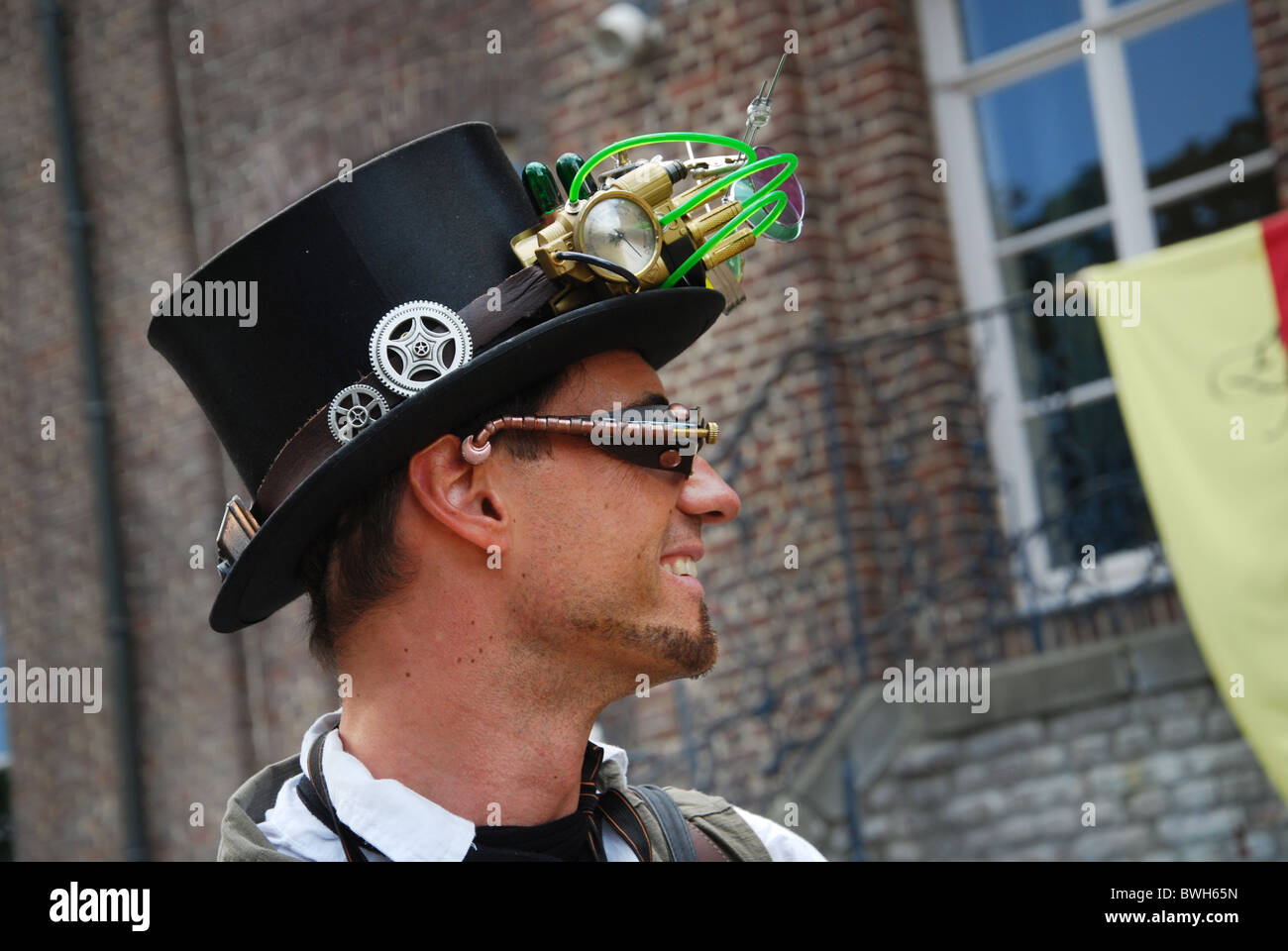 steampunk male at 2010 Fantasy Fair Arcen Netherlands Stock Photo