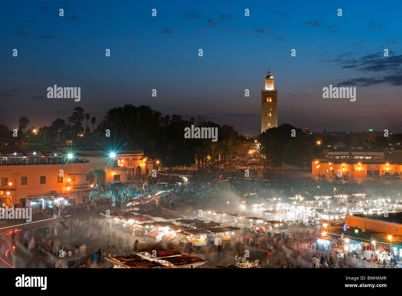 Djemaa El Fna Central Medina at Night Marrakech Morocco North Africa Stock Photo