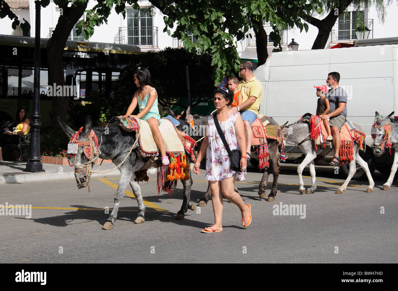 Burro taxi (donkey rides) train, Mijas, Costa del Sol, Malaga Province