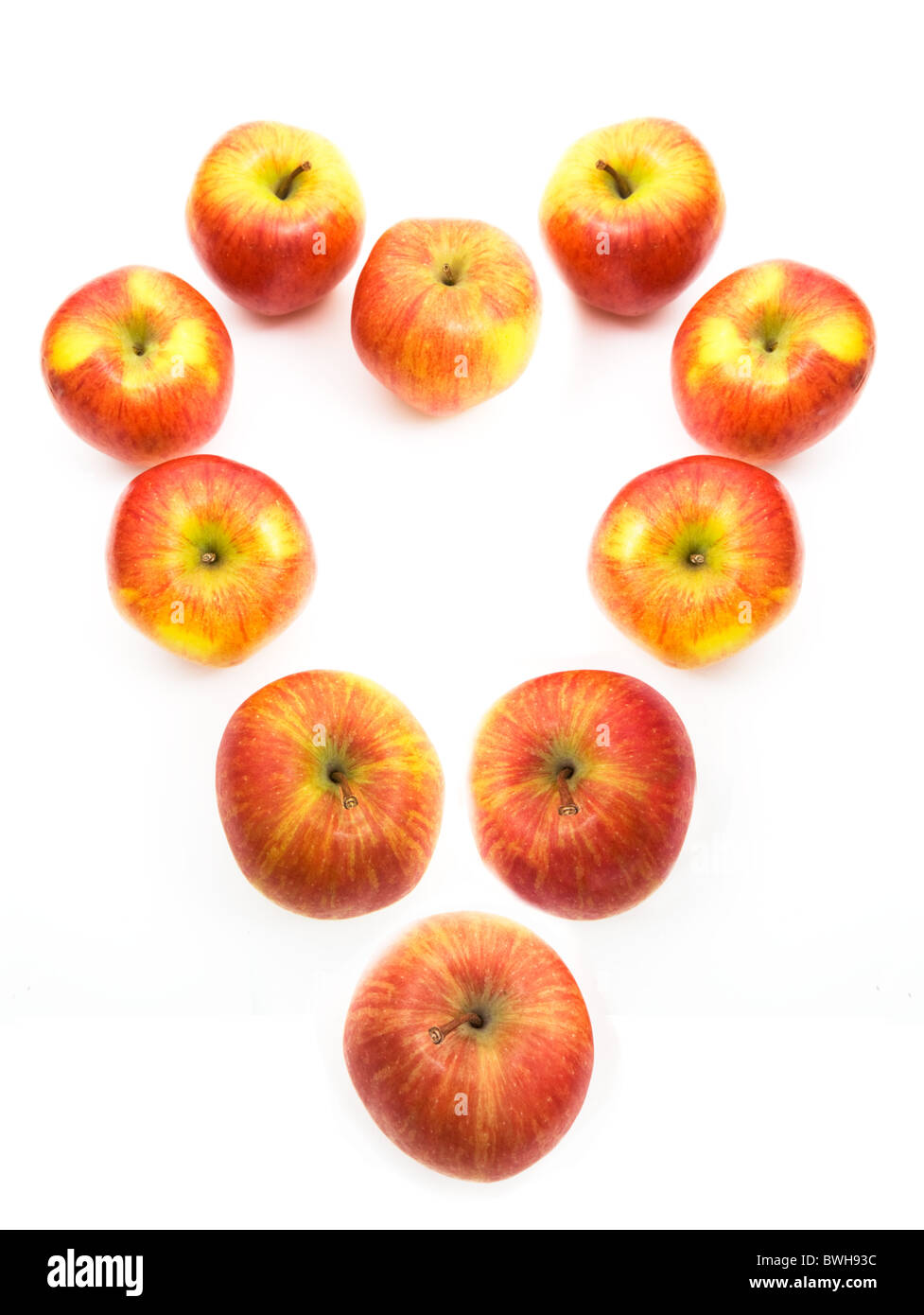 Apples formed into Heart Shape - A Healthy Diet Stock Photo
