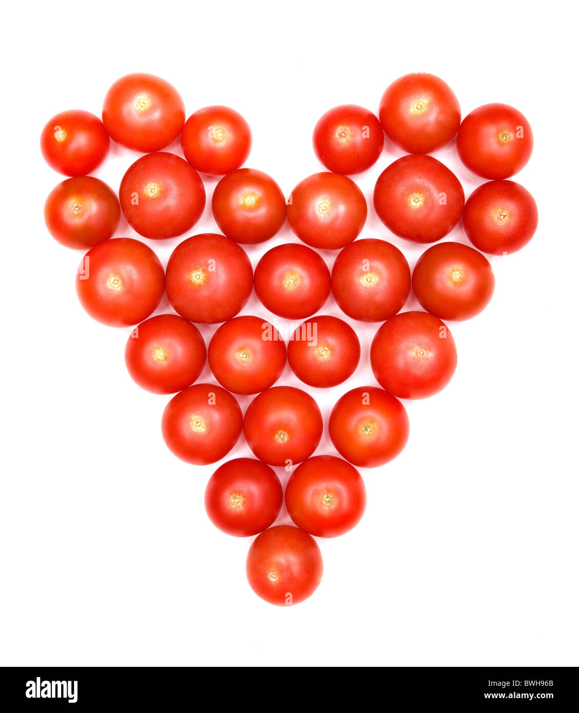 Tomatoes formed into Heart Shape - A Healthy Diet Stock Photo
