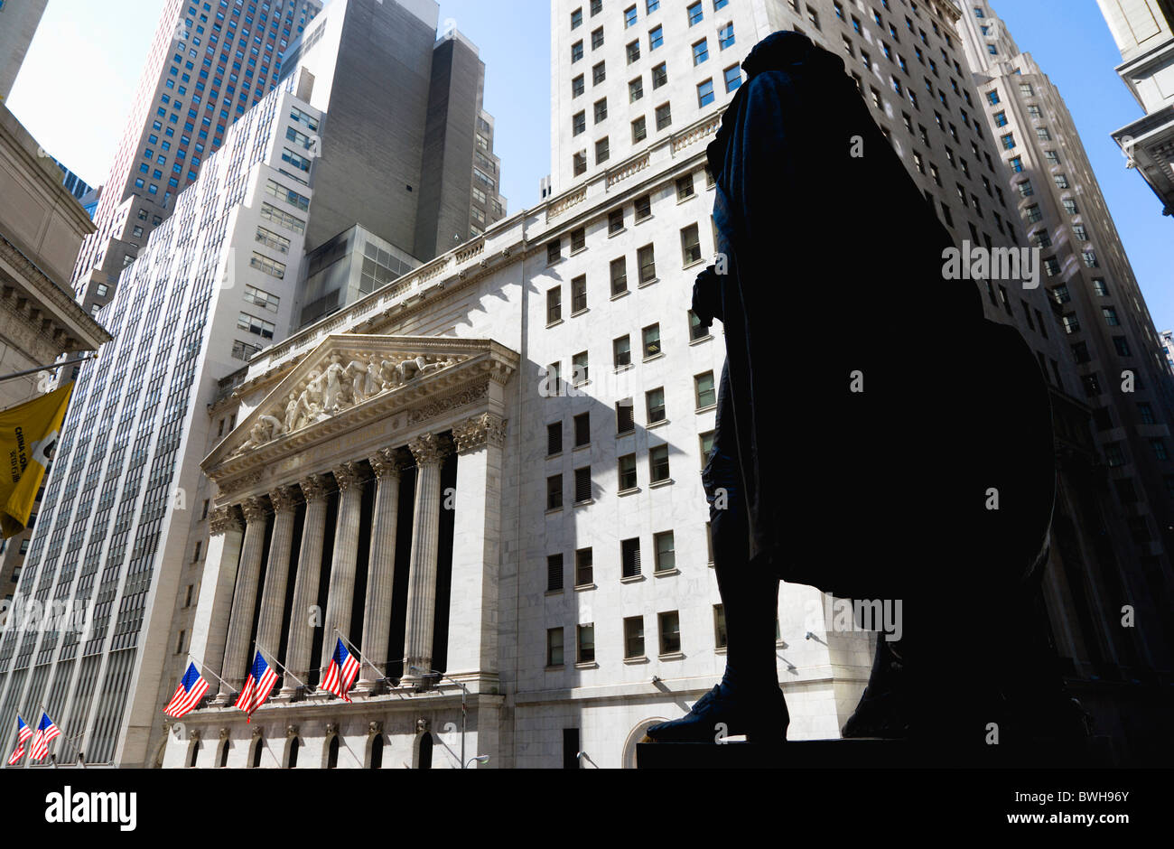 USA New York NYC Manhattan NYSE The New York Stock Exchange building in Broad Street beside Wall Street Stock Photo