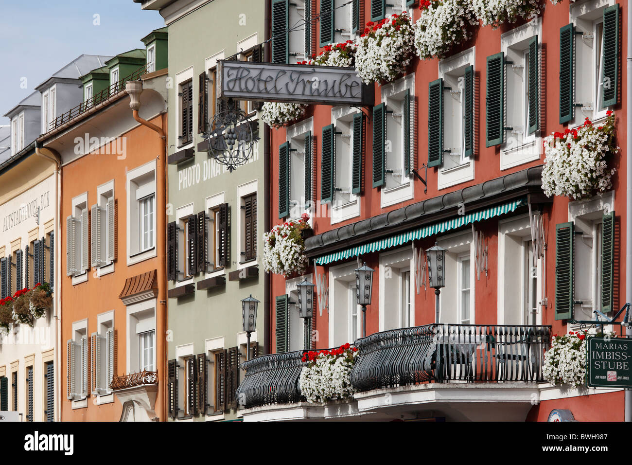 Building facades on the main square, Hotel Traube, Lienz, East Tyrol, Tyrol, Austria, Europe Stock Photo