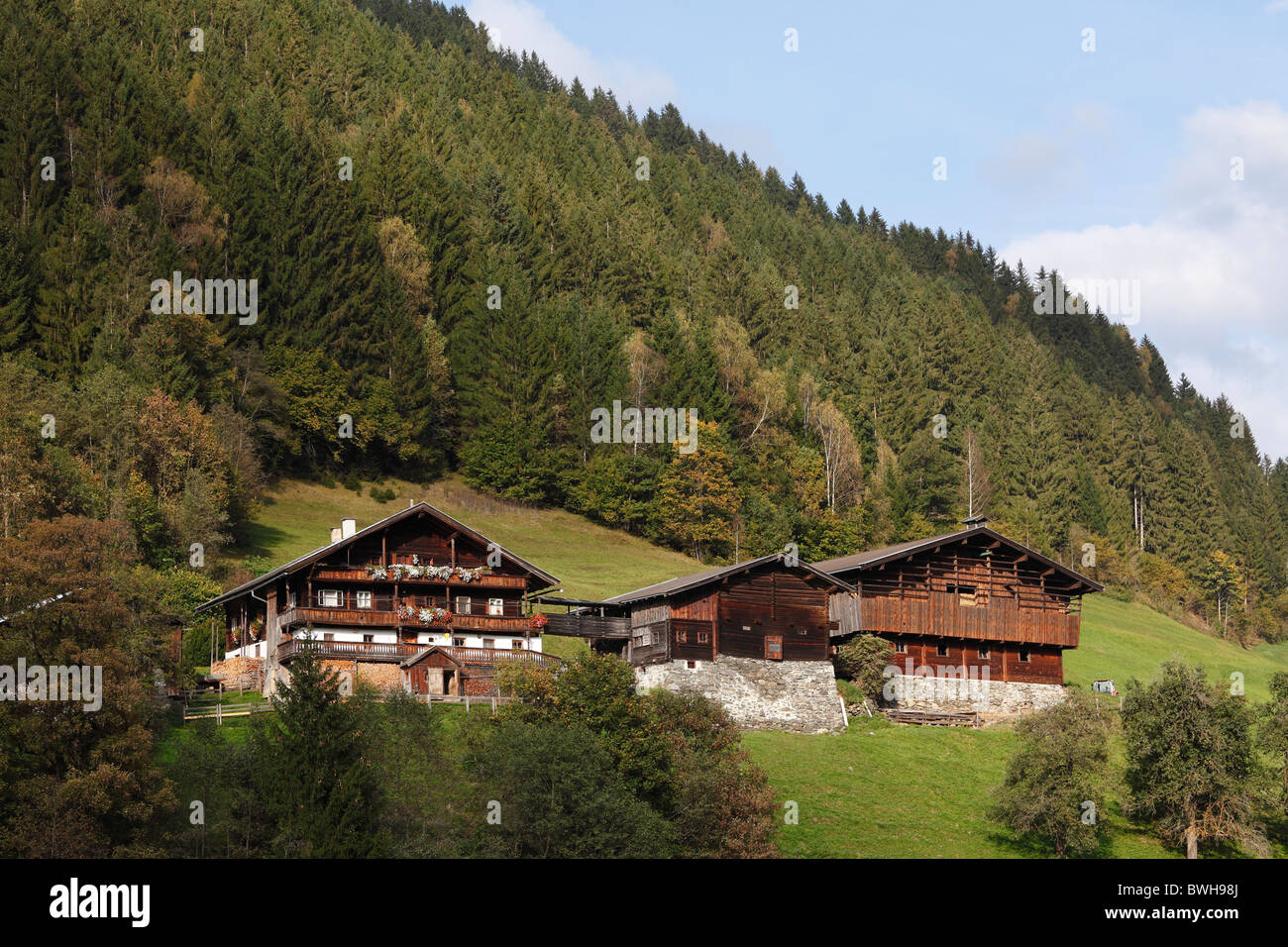 Farm in Neukirchen am Grossvenediger, Pinzgau, Salzburger Land county, Salzburg, Austria, Europe Stock Photo