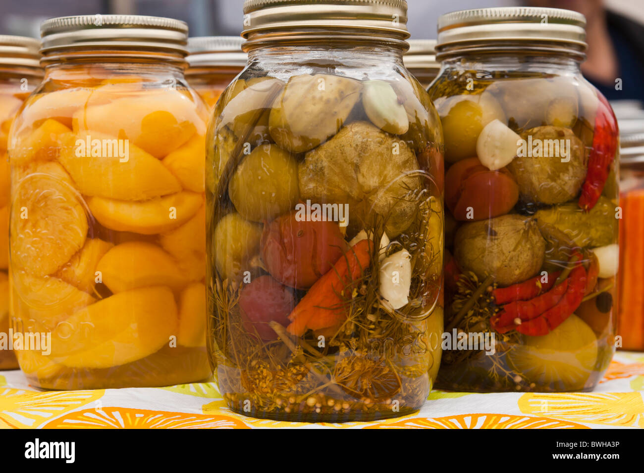 preserve jars farmers market Stock Photo Alamy