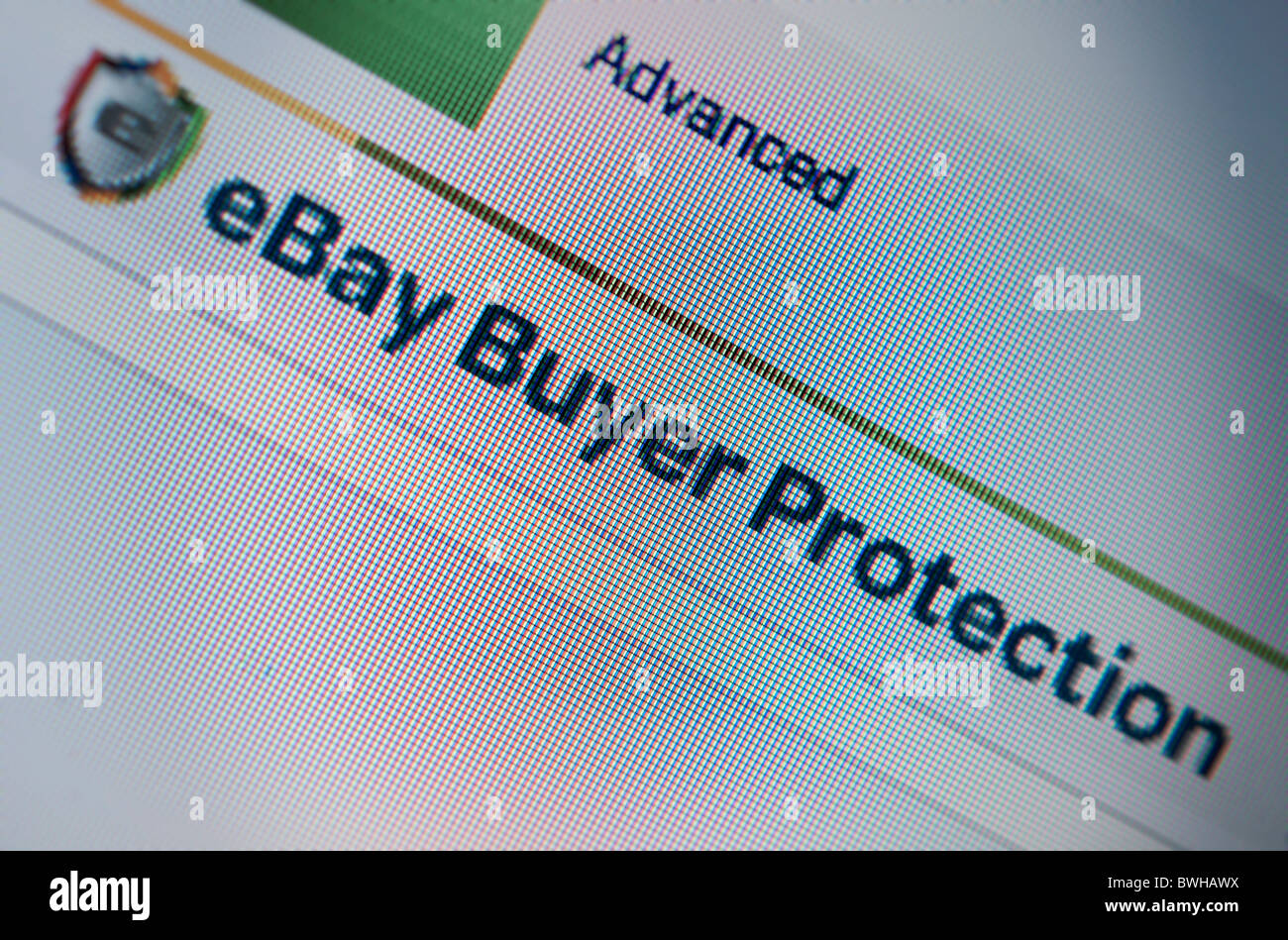 Computer screen eBay Buyer Protection Stock Photo Alamy