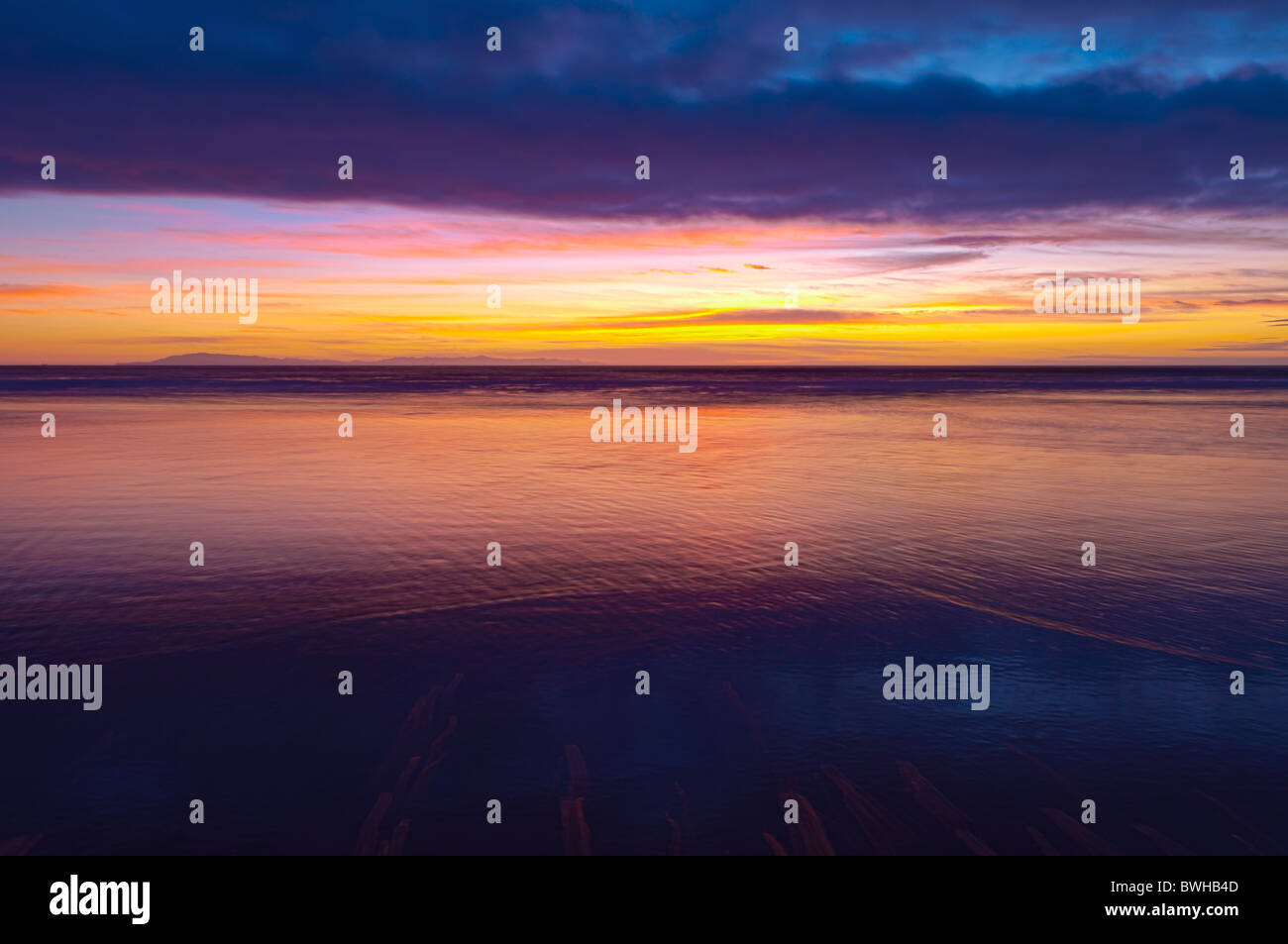 Low tide and sunset over Santa Cruz Island, Channel Islands National