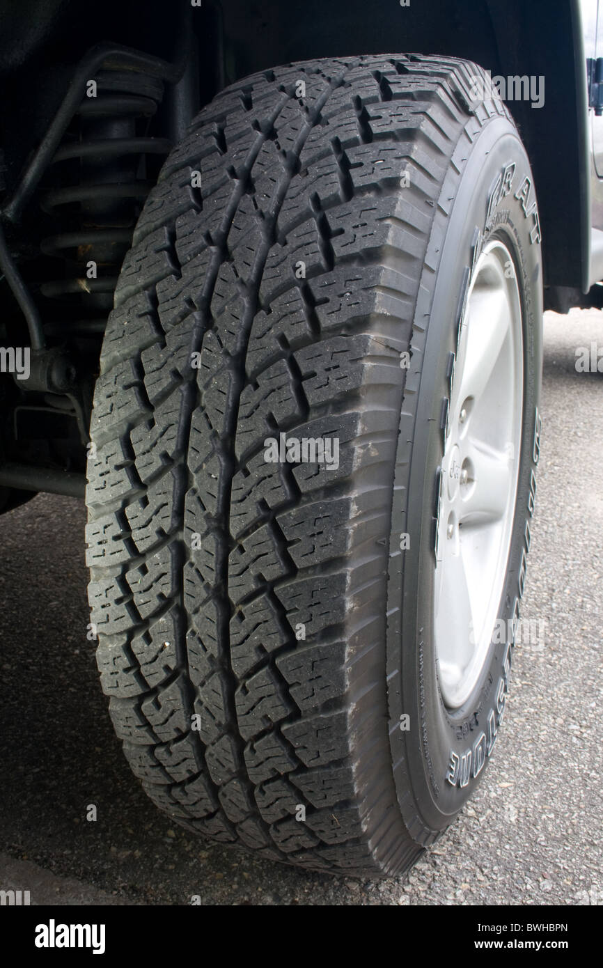 Car Tire - Close-up showing tread Stock Photo