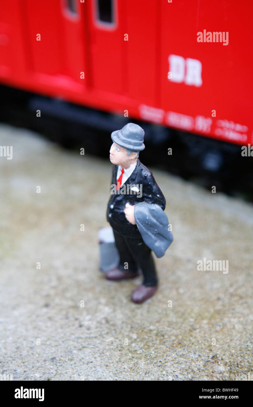 Businessman by train. Stock Photo