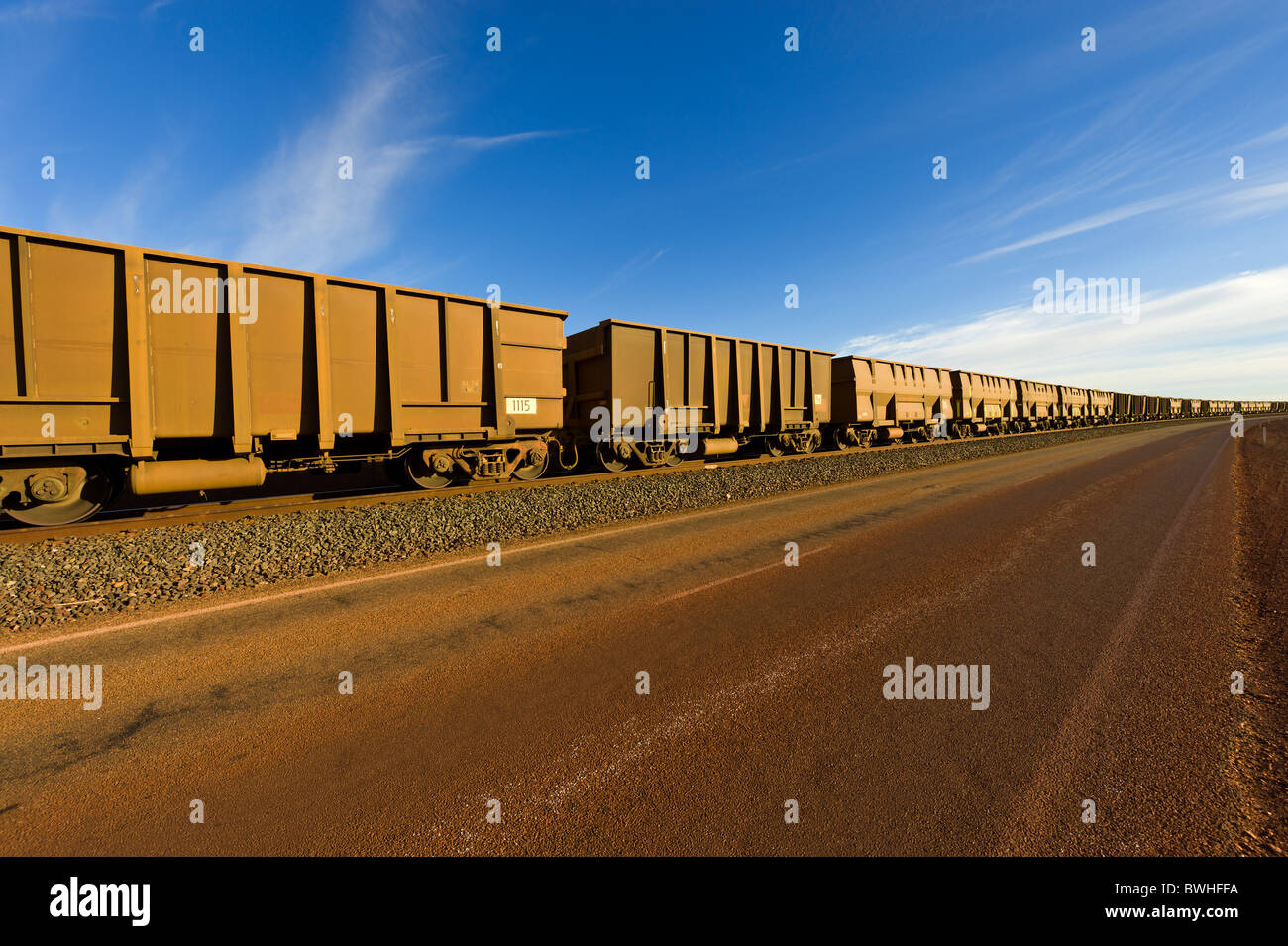 Iron Ore train Pilbara Western Australia Stock Photo